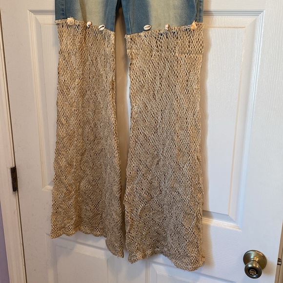 Felicatus Boho Denim and Crochet Flare Pants Sz: 44Eur - Picture 3 of 5